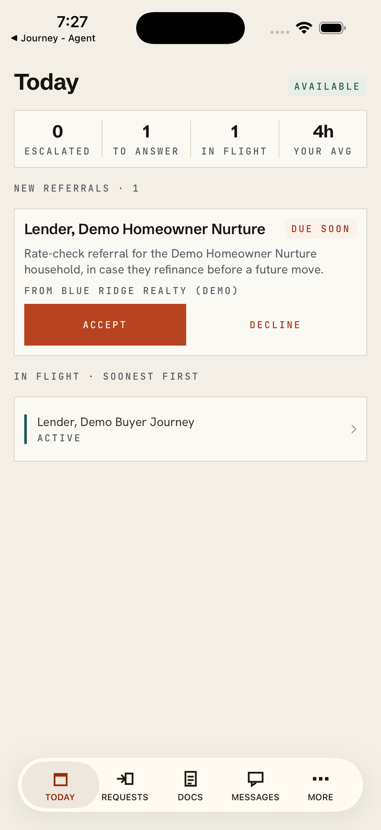 Journey - Partner app on a phone
